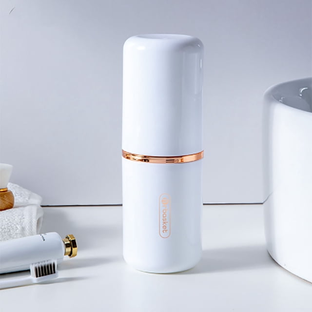 Juego de vasos para cepillos de dientes de viaje, soporte para cepillos de dientes bronceador portátil PET PP de gran capacidad para viajes, Camping, oro blanco