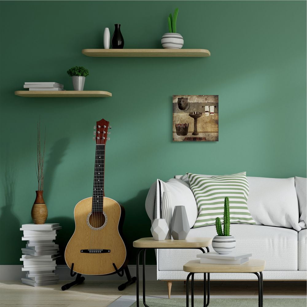 Stupell Industries Cabin Bathroom Country Wood Textured Design Canvas Wall Art by Lauren Gibbons