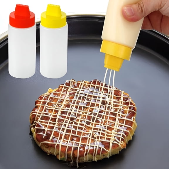 ACDANC 2026 New 300Ml 4-Hole Condiment Squeeze Bottle Sauce Squeeze Squirt Bottle for Kitchen Plastic Syrup Container Food Dispenser for Oil Ketchup Griddle Hot Sauce