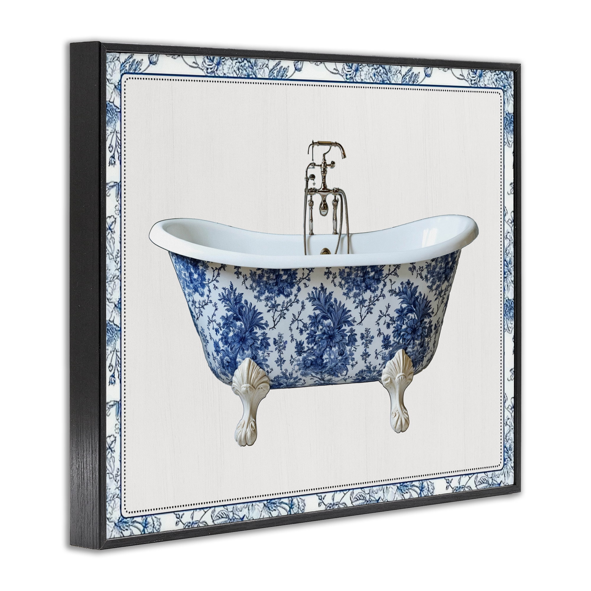 Vintage Chinoiserie Bathtub Black Framed Giclee Art, design by Lettered and Lined