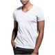 thumbnail image 5 of Blusas y camisas de manga corta con cuello en V para hombre, blusas casuales de verano a la moda de color liso con cuello en V y manga corta para hombre., 5 of 8