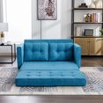 thumbnail image 4 of 59.4'' Modern Convertible Sleeper Sofa Bed with Two Side Pockets, Chenille Fabric Sofa w/Pull-Out Bed Loveseat Sofa Couch for Living Room, Blue, 4 of 9
