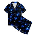 thumbnail image 4 of Zshosam Teen Girl Pajama Set Girls Pajamas Set Short Sleeve Sleepwear Summer Lounge Set Soft Pjs for Kids Size 12T 13T,(Blue 12-13 Years), 4 of 4