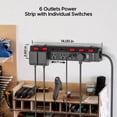 thumbnail image 3 of 6 Outlets Surge Protector Metal Heavy Duty Power Strip With Individual Switches, Flat Plug 6ft Extension Cord, 3 of 9