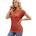 thumbnail image 2 of Tops de Verano con Mangas para Mujer, Suéter Informal de Punto de Corta, Camisas Holgadas Naranja Rojo M, 2 of 9