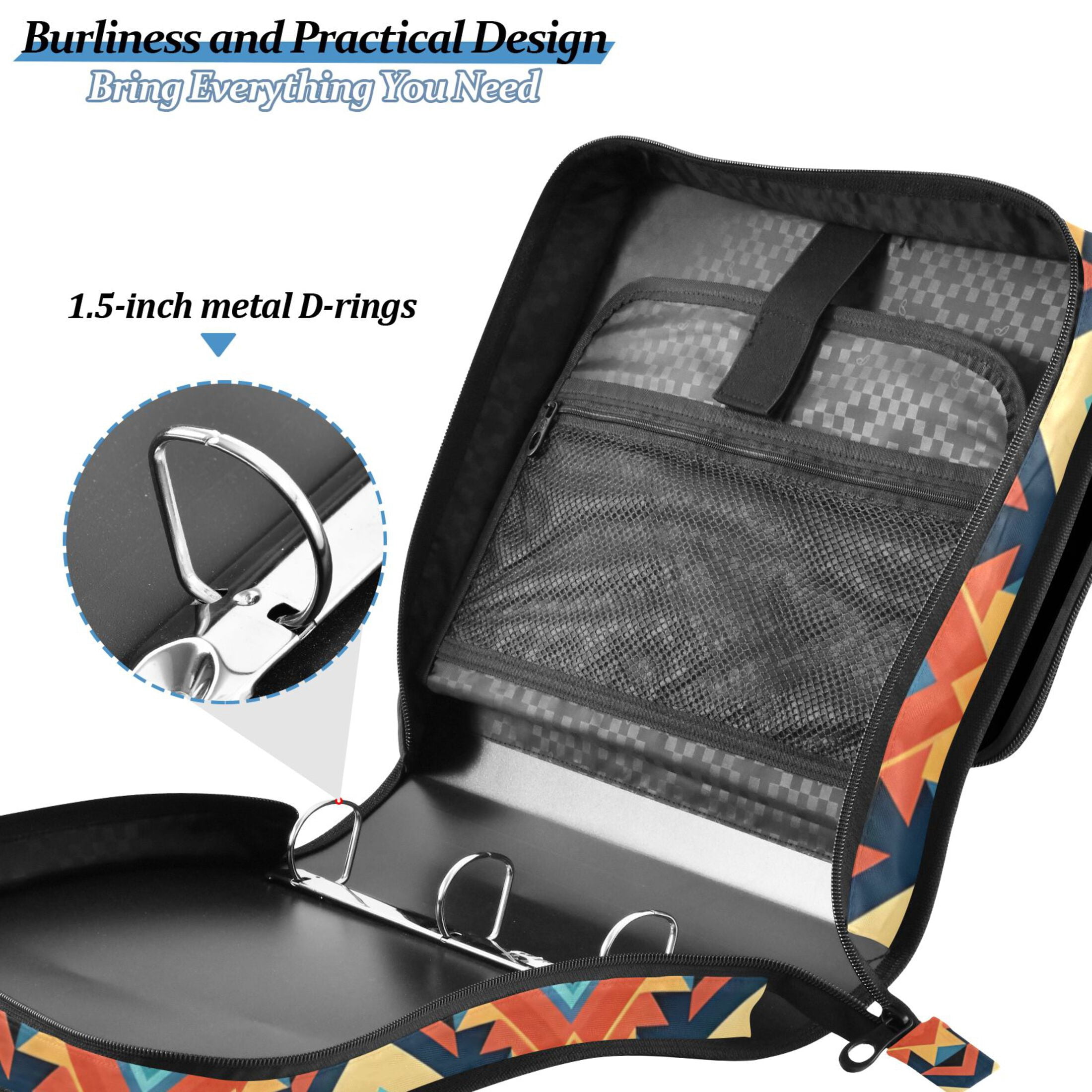ALAZA Zipper Binder Bohomia Retro Print 3 Ring Trapper Keeper File Folder Organizer Bag