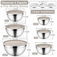 thumbnail image 3 of 6 Pack Mixing Bowls with Lids, Vesteel Stainless Steel Mixing Bowl Metal Nesting Salad Bowls Attach with 3 Graters for Kitchen Grating/ Shredding, Size 4.6, 2.6, 2, 1.5, 1, 0.7 QT - Khaki, 3 of 8