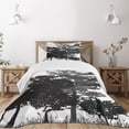 thumbnail image 3 of Ambesonne Forest Quilted Bedspread Set 2 Pcs, Deciduous Trees Nature, Twin Size, Black Grey White, 3 of 6