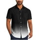 thumbnail image 2 of Blusa y camisa de manga corta con cuello vuelto para hombre, blusa informal de moda con cuello vuelto, estampado degradado, camisa de manga corta con botones, blusa de poliéster para hombre, 2 of 6