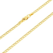 Nuragold 14k Real Yellow Gold Cuban Curb Link 2.5mm Chain Necklace (16"-26") Italian Jewelry for Men & Women