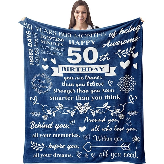 50th Birthday Gifts for Women Men Blanket ,Happy 50th Birthday Decorations Men Throw Blanket,1973 Birthday Gifts for Men Blankets Throws,50 Year Old Gifts for Men,Cheers to 50 Years Gift