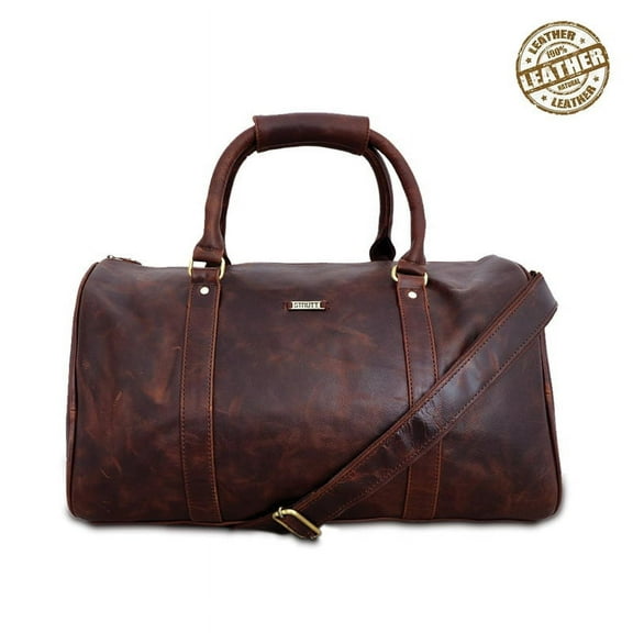Charles by Strutt- The Crushed Brown Leather Unisex Cabin/Duffle Carry on Bag
