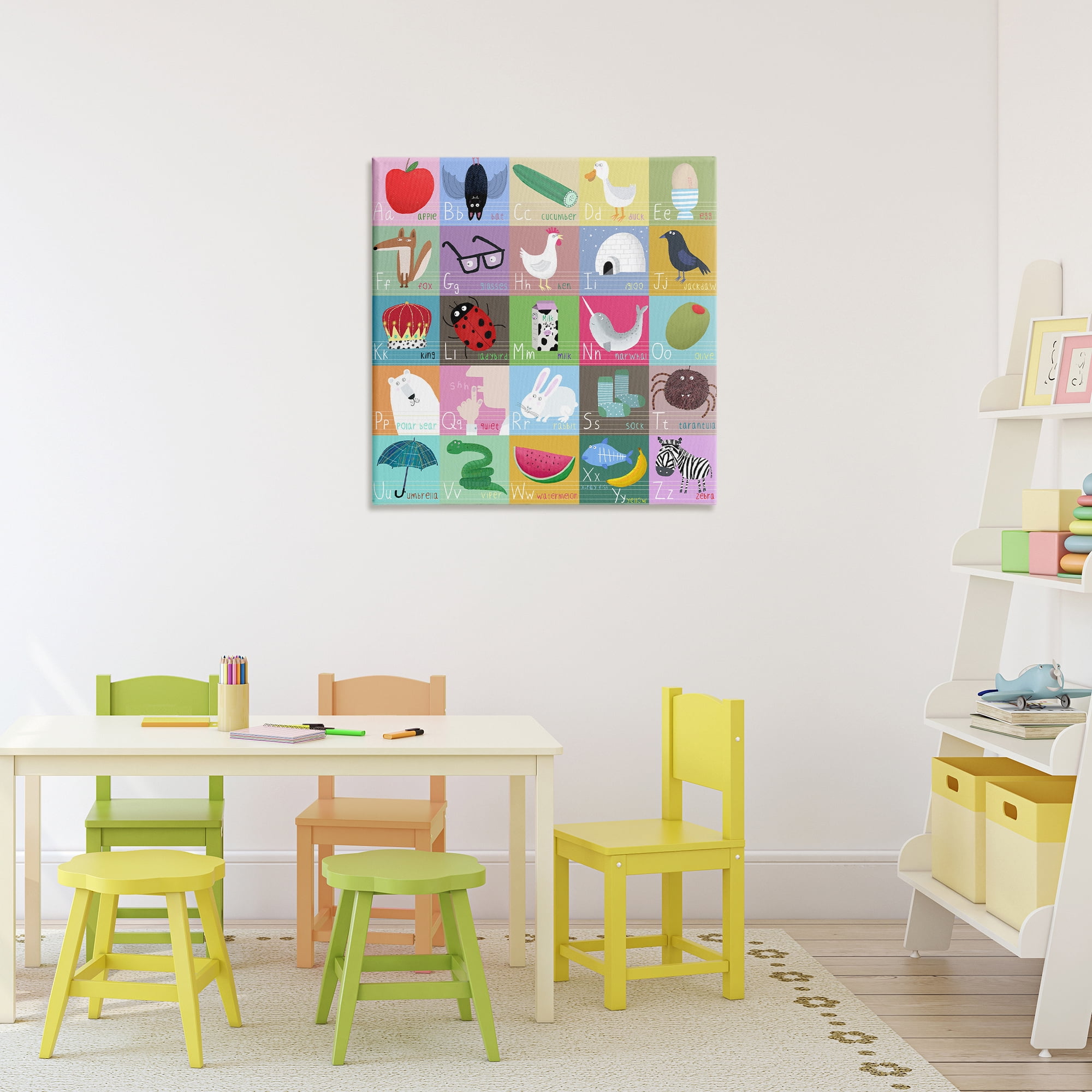 Stupell Industries Alphabet Learning First Words Canvas Wall Art, design by Carla Daly