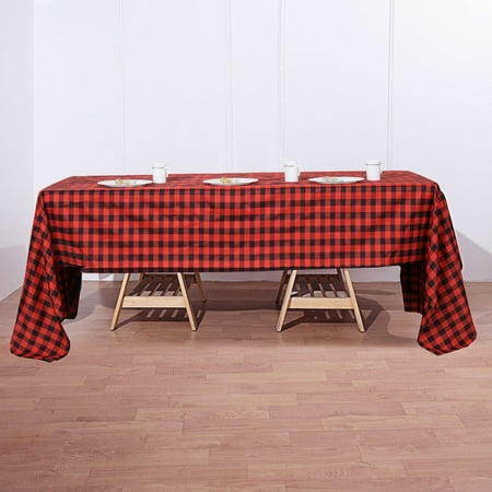 

BalsaCircle 60 x 126 Black Red Gingham Checkered Polyester Tablecloth