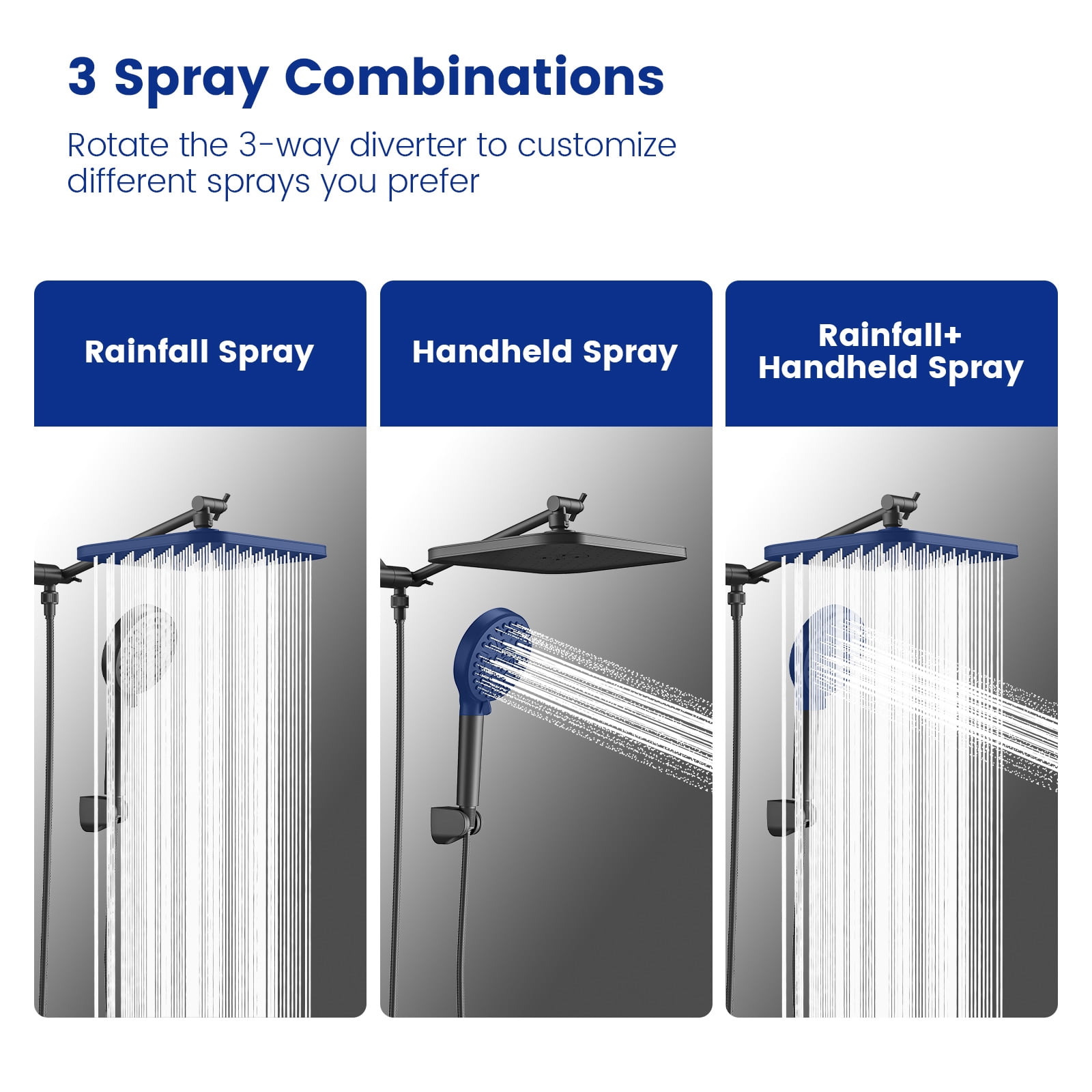 JOMOO 12 Inch Rainfall Shower Head High Pressure 10 Spray Filtered Shower Head with Handheld Combo, with Extension Arm, 71" Shower Hose