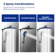 JOMOO 12 Inch Rainfall Shower Head High Pressure 10 Spray Filtered Shower Head with Handheld Combo, with Extension Arm, 71 Shower Hose