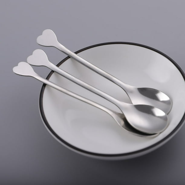 Cuchara de Café de Acero Inoxidable, Cuchara de Postre, Cuchara para Mezclar, Cuchara Redonda Pequeña, Cuchara Pequeña, Cucharita de Té con Mango En Forma de Corazón