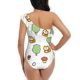 thumbnail image 5 of Rateoe Tree Squirrel Pattern Women One Piece Swimsuits Tummy Control One Shoulder Bathing Suits Ruffle Swimwear-, 5 of 6