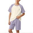 thumbnail image 2 of Amidoa Boys 2 Piece Outfits Summer Clothes Cute Printed T Shirt Graphic Short Sleeves Casual Shorts Kids Clothing Sets Purple Size 5T, 2 of 6
