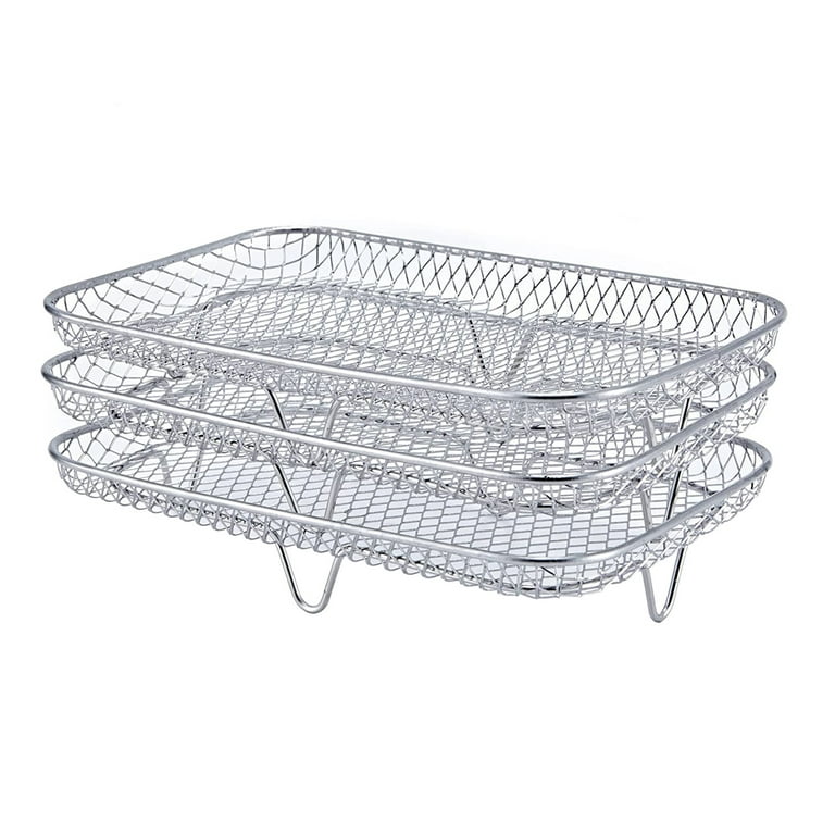 3-Layer Air Fryer Stackable Rack, 304 Stainless Steel Basket Tray