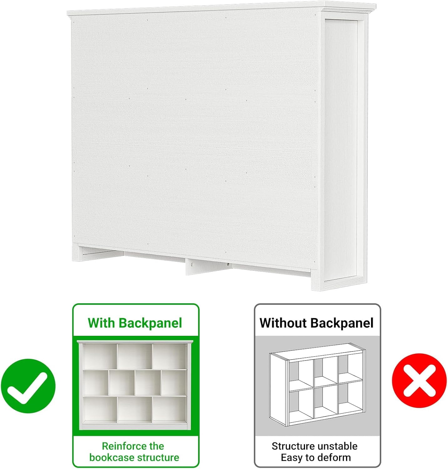Homieasy 50" Wood Cube Storage Organizer, 10 Cube Storage Book Shelf, Wooden 3 Tiers Floor Standing Low Bookcase for Living Room, Bedroom, Home Office, Kids Room, White