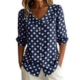 thumbnail image 2 of Women's Satin Blouses Polka Dots Button Down Business Work Tops Long Sleeve Lapel Shirts Spring Outfits, 2 of 6