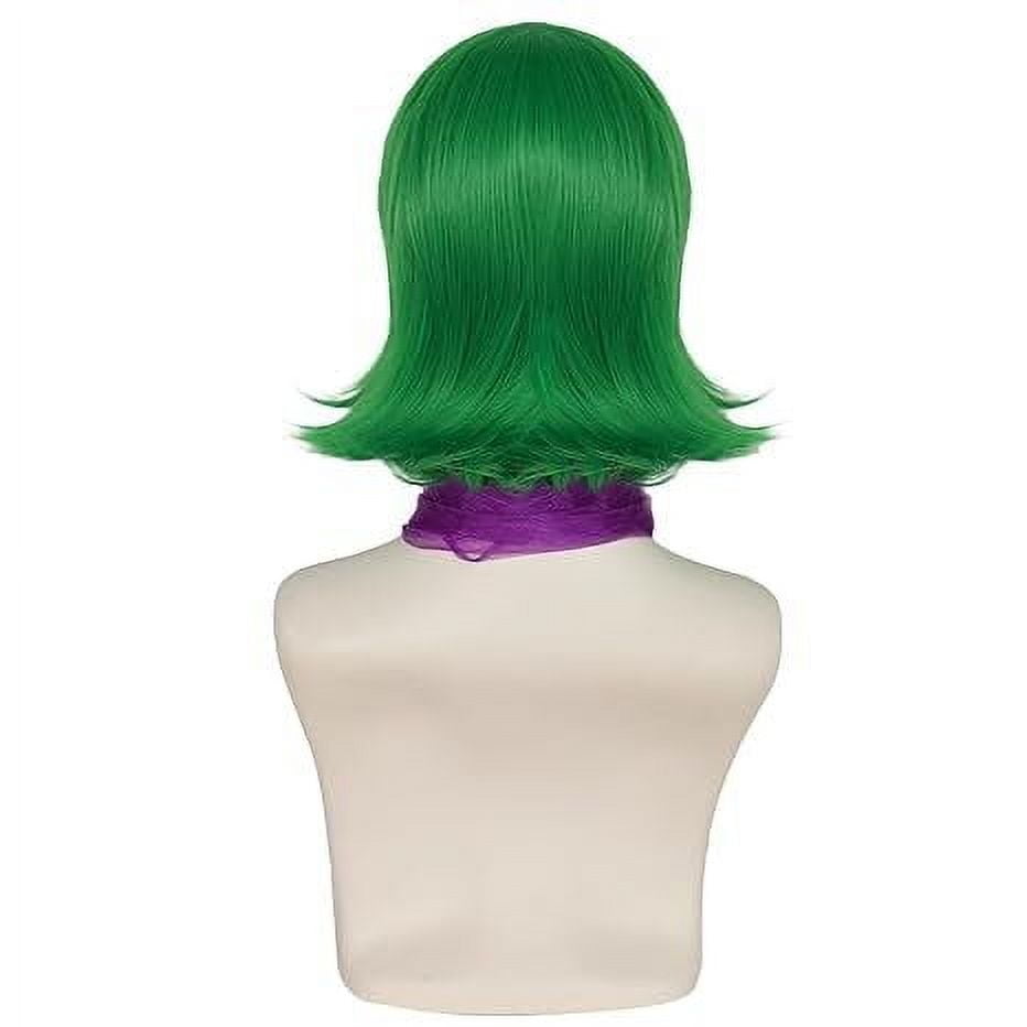 Wigs For Kids Disgust Short Wavy Green Wig With Scarf For Kids