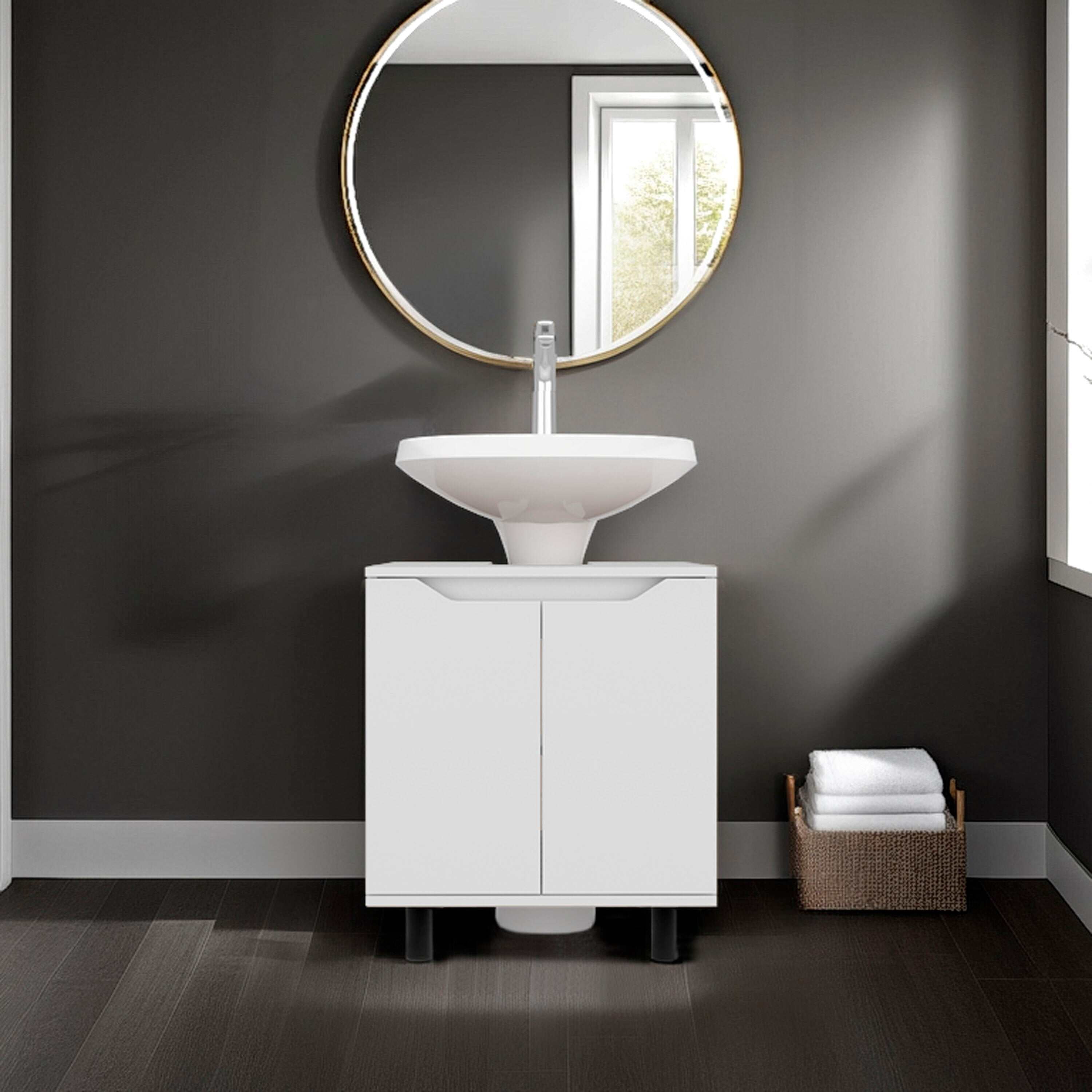 Vanity With Sink, White Bathroom Vanity Cabinet for Pedestal Sink, White Bathroom Vanity,Particle Board Single Sink Vanity, Bath & Faucets Bathroom Vanities