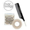 Invisibobble Traceless Hair Ring (with Sleek Steel Pin Tail Comb) (Original / Bronze Me Pretty - 3 pack)