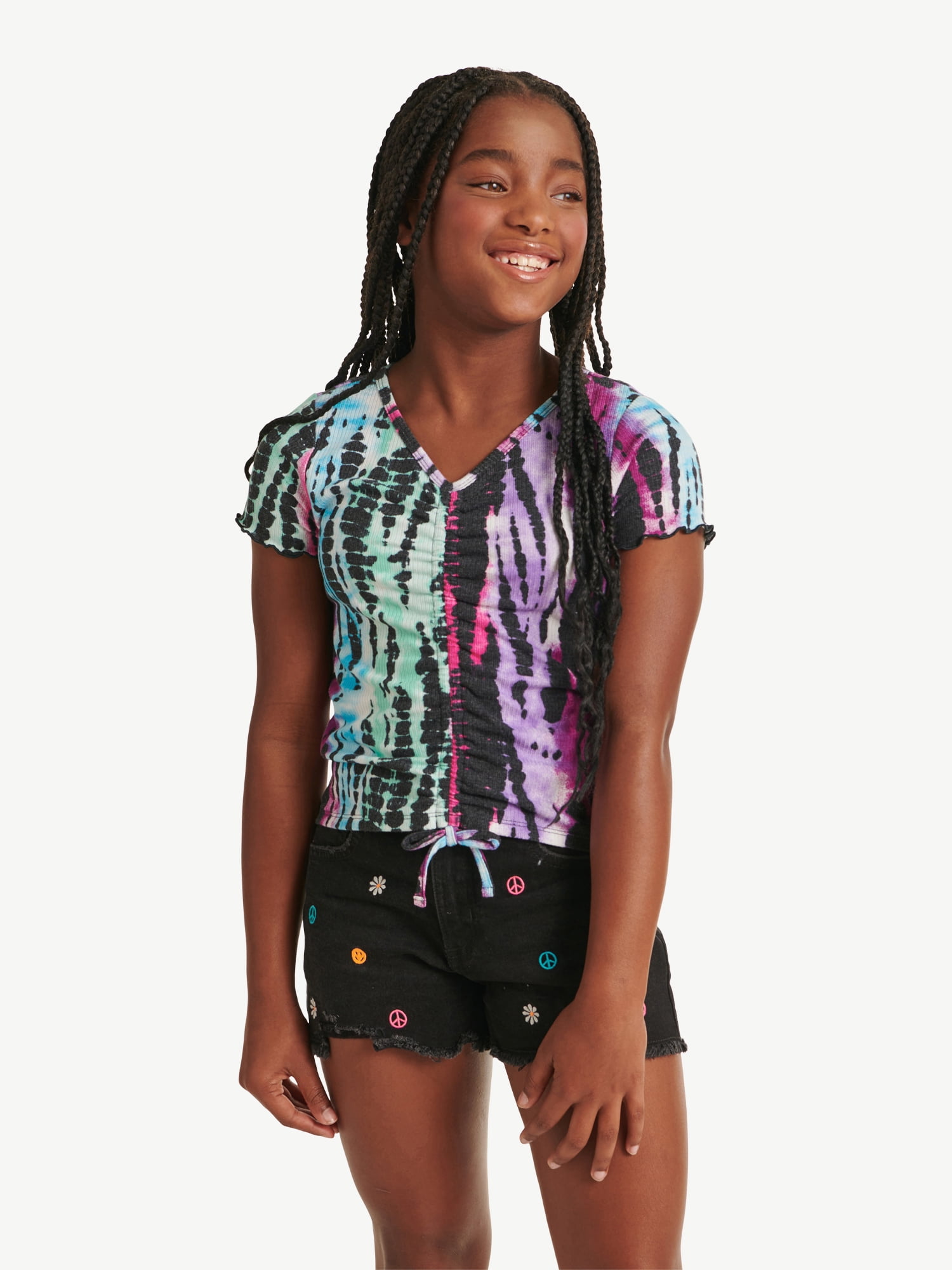 Justice Girl's Short Sleeve Drawstring T-Shirt, Sizes XS-XLP