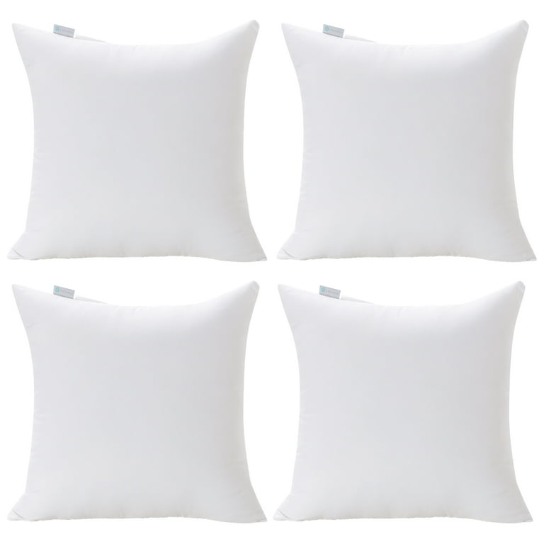 Acanva Throw Pillow Inserts Couch Stuffer Pillows Hypoallergenic Square Form Washable Cushion Filler, 24 inch x 24 inch, White, 2 Pack