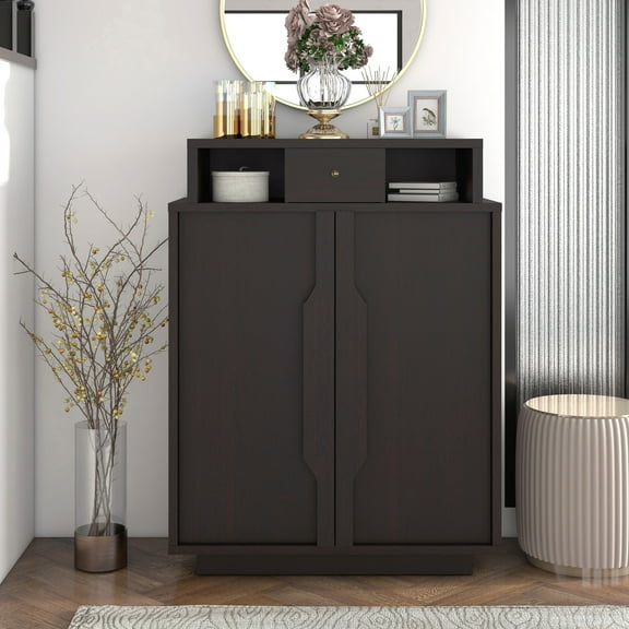Icel 2-Door Wood Shoe Cabinet for 15 Shoes, Espresso