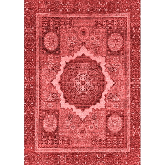Ahgly Company Machine Washable Indoor Rectangle Abstract Red Modern Area Rugs, 2' x 5'
