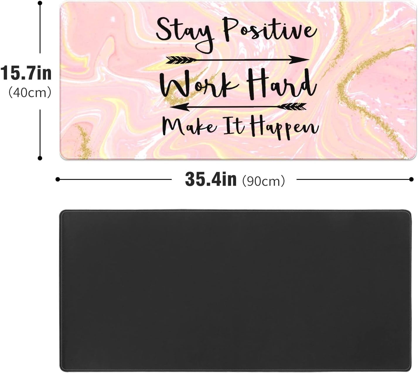 Beauty Pink Gold Sparkling Marble Desk Mat, Desk Accessory, Cute Workspace, Trendy Workspace, Trendy, 35.4x15.7in Large Gaming Mouse Pad, Cute Desk Topper, Pretty Desk Pad