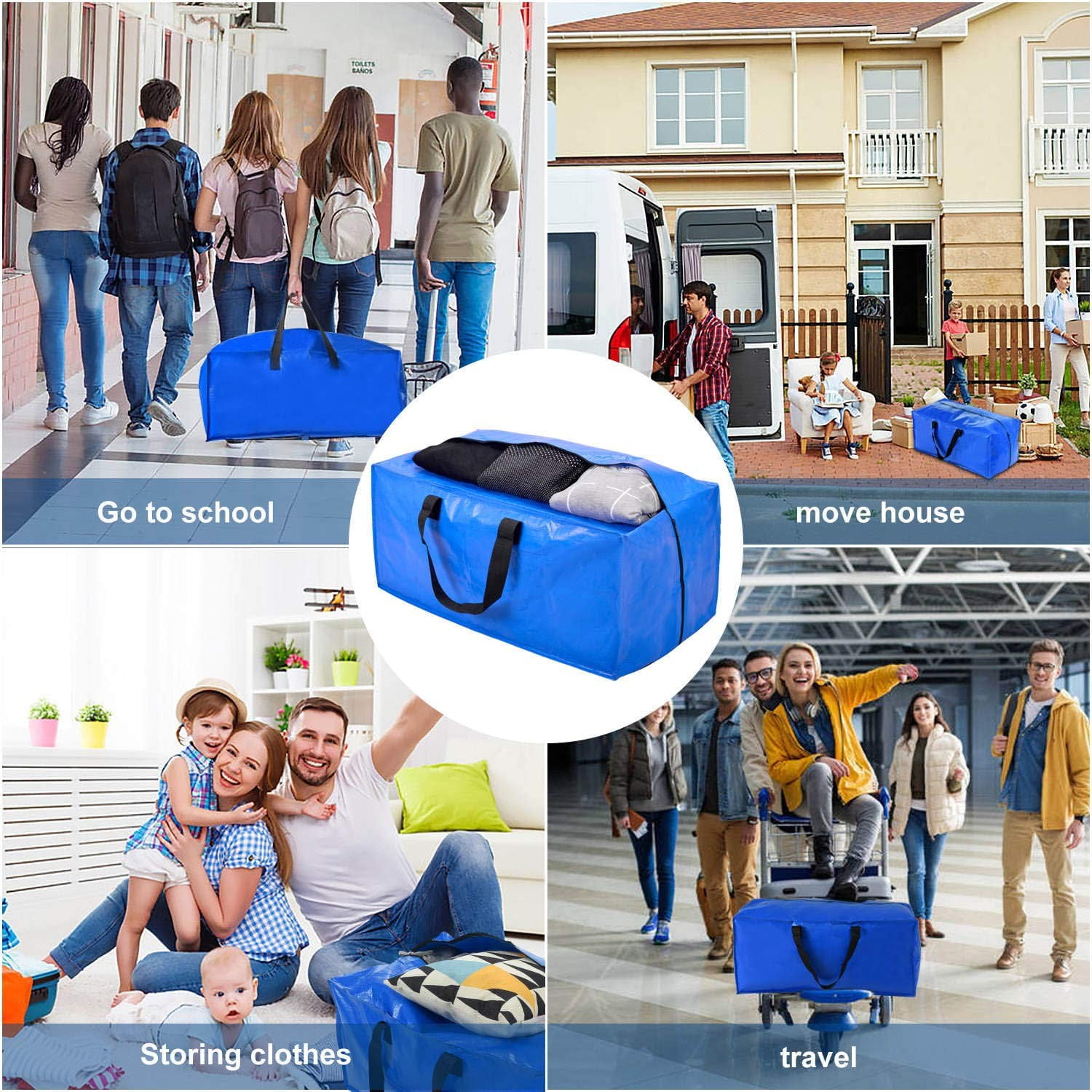 Buy Heavy Duty Extra Large Storage Bags, XL Blue Moving Bags for