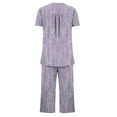 thumbnail image 4 of Zpanxa Womens Pajama Sets Casual Buttons Round Neck Short Sleeve Blouse Fashion Pockets Pants Pajamas Suit Purple M, 4 of 5
