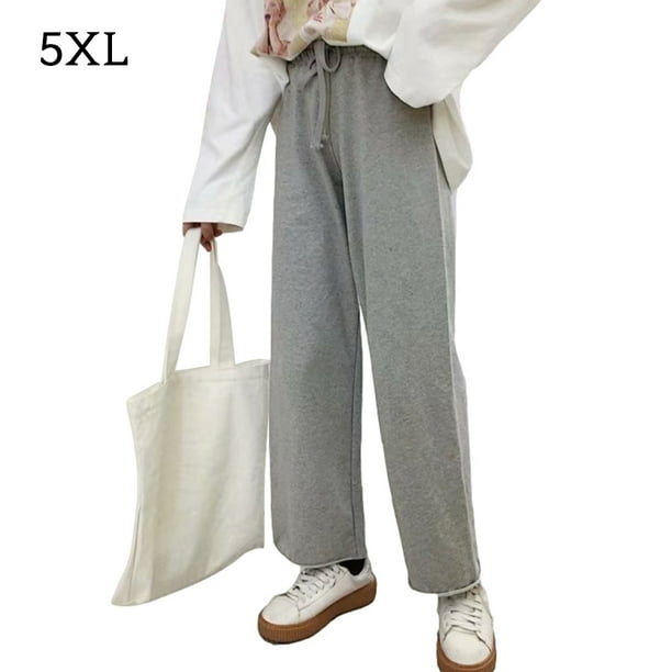 Pantalones deportivos Mujer Pantalón largo holgado informal de cintura alta con pierna ancha, Gris, 5XL Inevent AP001468-07B