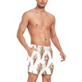 thumbnail image 4 of FORMRS Mens Swim Trunks Mesh Liner Quick Dry Casual Beach Board Shorts with Pockets, Sizes S-2XL, Brown Ice Cream Pattern, 4 of 9