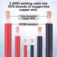 thumbnail image 3 of Cable de batería Geosiry, calibre 2, 15 pies, rojo y 15 pies, cobre negro, 3 of 7