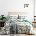 thumbnail image 5 of Jolusere Botanical Floral King Comforter Sets, 3 Pieces Beige Green Leaves Reversible Bedding Sets for Adults All Season, 5 of 9