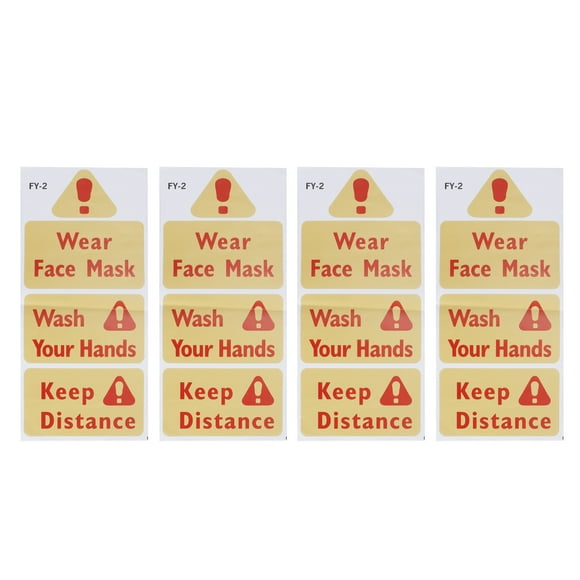 4PCS Warning Signs Wall Sticker Caution Warning Decals DIY Kitchen Shop Window Decor