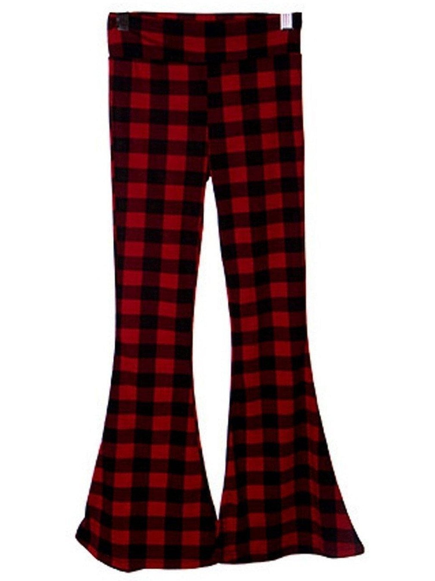red plaid flare pants