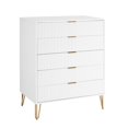 thumbnail image 6 of Manhattan Comfort DUMBO 5-Drawer Tall Dresser from Engineered Wood in White, 6 of 10
