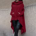 thumbnail image 2 of WTOBBY Women's Loose Comfortable High Neck Long Sleeve Solid Color Long Hoodie Top, Casual Oversized Pullover Sweatshirt for Everyday,Wine 2XL, 2 of 5