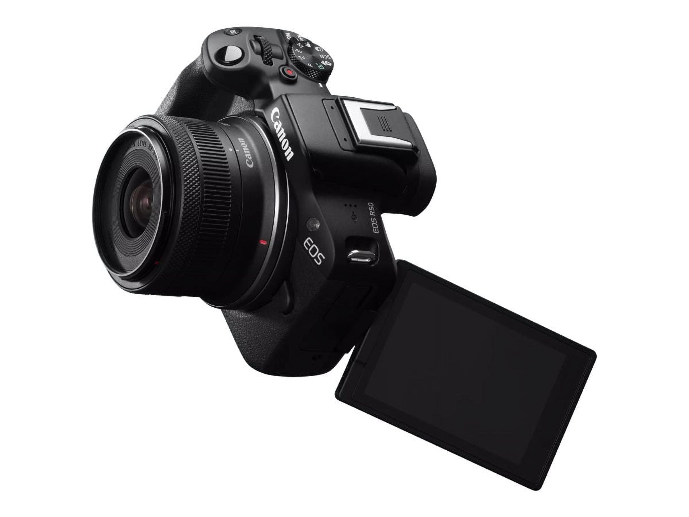 Canon EOS R50 24.2 MP Waterproof Smartphone Integration Mirrorless Digital Camera, Black