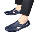 thumbnail image 2 of Domuza Mens Leather Driving Loafers, Lightweight Slip On Breathable Walking Boat Shoes, Comfortable Flat Outdoor Casual Moccasin Daily Wear Shoes Blue 9.5 (EU-44), 2 of 5