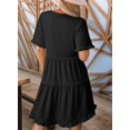 thumbnail image 4 of Womens V Neck Ruffle Short Sleeve Babydoll Mini Dress Casual A Line Dress for Summer, 4 of 12