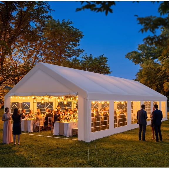 COBIZI 20x40ft Heavy Duty Party Tent, Durable Canopy Shelter for Party, Outdoor Commercial Canopy with Removable Sidewalls, White