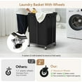 thumbnail image 2 of 40 Gal Large Laundry Hamper with Lid, Rolling Laundry Basket with Wheels, Oxford Fabric Dirty Clothes Hampers with Removable Laundry Bag & Metal Frame for Bedroom, Laundry Room, Bathroom, Dorm(Black), 2 of 12