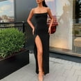 thumbnail image 4 of Zedker Women's Spaghetti Strap Bodycon Maxi Dress Long Formal Thigh-high Slit Club Wedding Guest Black Plus S, 4 of 6